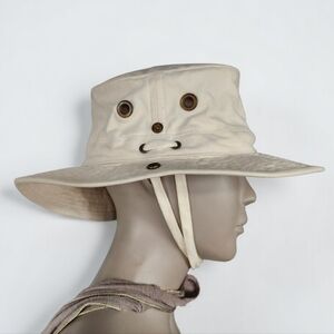 Tilley Wanderer Safari Bucket Hat Natural Beige Size 7.5 LG UPF Water Repellent